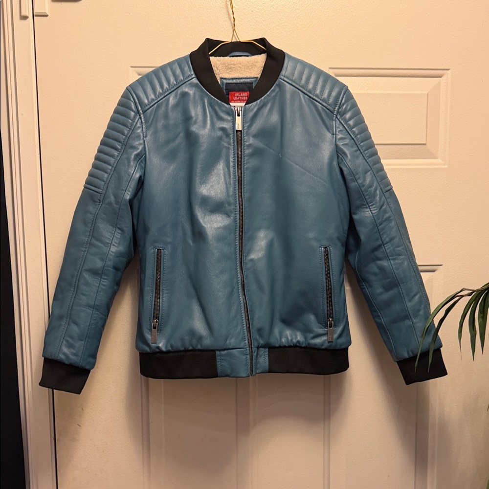 Stylish Teal Bomber Jacket with Black Accents